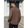 imageHISDERN Mens Dress Shirts Long Sleeve Wrinkle Free Formal Shirt Solid Stripe Business Casual Button Down ShirtsBrown