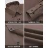 imageHISDERN Mens Dress Shirts Long Sleeve Wrinkle Free Formal Shirt Solid Stripe Business Casual Button Down ShirtsBrown