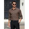 imageHISDERN Mens Dress Shirts Long Sleeve Wrinkle Free Formal Shirt Solid Stripe Business Casual Button Down ShirtsBrown