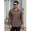 imageHISDERN Mens Dress Shirts Long Sleeve Wrinkle Free Formal Shirt Solid Stripe Business Casual Button Down ShirtsBrown
