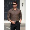 imageHISDERN Mens Dress Shirts Long Sleeve Wrinkle Free Formal Shirt Solid Stripe Business Casual Button Down ShirtsBrown
