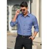 imageHISDERN Mens Dress Shirts Long Sleeve Wrinkle Free Formal Shirt Solid Stripe Business Casual Button Down ShirtsDark Blue