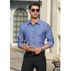 imageHISDERN Mens Dress Shirts Long Sleeve Wrinkle Free Formal Shirt Solid Stripe Business Casual Button Down ShirtsDark Blue