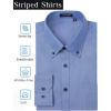 imageHISDERN Mens Dress Shirts Long Sleeve Wrinkle Free Formal Shirt Solid Stripe Business Casual Button Down ShirtsDark Blue