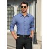 imageHISDERN Mens Dress Shirts Long Sleeve Wrinkle Free Formal Shirt Solid Stripe Business Casual Button Down ShirtsDark Blue