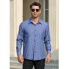 imageHISDERN Mens Dress Shirts Long Sleeve Wrinkle Free Formal Shirt Solid Stripe Business Casual Button Down ShirtsDark Blue
