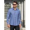 imageHISDERN Mens Dress Shirts Long Sleeve Wrinkle Free Formal Shirt Solid Stripe Business Casual Button Down ShirtsDark Blue