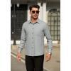 imageHISDERN Mens Dress Shirts Long Sleeve Wrinkle Free Formal Shirt Solid Stripe Business Casual Button Down ShirtsGrey