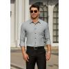 imageHISDERN Mens Dress Shirts Long Sleeve Wrinkle Free Formal Shirt Solid Stripe Business Casual Button Down ShirtsGrey
