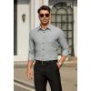 imageHISDERN Mens Dress Shirts Long Sleeve Wrinkle Free Formal Shirt Solid Stripe Business Casual Button Down ShirtsGrey
