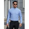 imageHISDERN Mens Dress Shirts Long Sleeve Wrinkle Free Formal Shirt Solid Stripe Business Casual Button Down ShirtsLake Blue