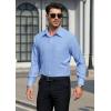imageHISDERN Mens Dress Shirts Long Sleeve Wrinkle Free Formal Shirt Solid Stripe Business Casual Button Down ShirtsLake Blue
