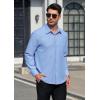 imageHISDERN Mens Dress Shirts Long Sleeve Wrinkle Free Formal Shirt Solid Stripe Business Casual Button Down ShirtsLake Blue