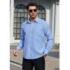 imageHISDERN Mens Dress Shirts Long Sleeve Wrinkle Free Formal Shirt Solid Stripe Business Casual Button Down ShirtsLake Blue