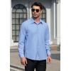 imageHISDERN Mens Dress Shirts Long Sleeve Wrinkle Free Formal Shirt Solid Stripe Business Casual Button Down ShirtsLake Blue