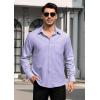 imageHISDERN Mens Dress Shirts Long Sleeve Wrinkle Free Formal Shirt Solid Stripe Business Casual Button Down ShirtsLight Purple
