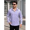 imageHISDERN Mens Dress Shirts Long Sleeve Wrinkle Free Formal Shirt Solid Stripe Business Casual Button Down ShirtsLight Purple
