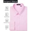 imageHISDERN Mens Dress Shirts Long Sleeve Wrinkle Free Formal Shirt Solid Stripe Business Casual Button Down ShirtsPink