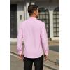 imageHISDERN Mens Dress Shirts Long Sleeve Wrinkle Free Formal Shirt Solid Stripe Business Casual Button Down ShirtsPink