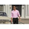 imageHISDERN Mens Dress Shirts Long Sleeve Wrinkle Free Formal Shirt Solid Stripe Business Casual Button Down ShirtsPink