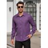 imageHISDERN Mens Dress Shirts Long Sleeve Wrinkle Free Formal Shirt Solid Stripe Business Casual Button Down ShirtsPurple