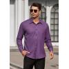 imageHISDERN Mens Dress Shirts Long Sleeve Wrinkle Free Formal Shirt Solid Stripe Business Casual Button Down ShirtsPurple
