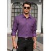 imageHISDERN Mens Dress Shirts Long Sleeve Wrinkle Free Formal Shirt Solid Stripe Business Casual Button Down ShirtsPurple