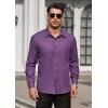 imageHISDERN Mens Dress Shirts Long Sleeve Wrinkle Free Formal Shirt Solid Stripe Business Casual Button Down ShirtsPurple