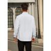 imageHISDERN Mens Dress Shirts Long Sleeve Wrinkle Free Formal Shirt Solid Stripe Business Casual Button Down ShirtsWhite