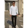 imageHISDERN Mens Dress Shirts Long Sleeve Wrinkle Free Formal Shirt Solid Stripe Business Casual Button Down ShirtsWhite