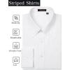 imageHISDERN Mens Dress Shirts Long Sleeve Wrinkle Free Formal Shirt Solid Stripe Business Casual Button Down ShirtsWhite
