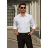 imageHISDERN Mens Dress Shirts Long Sleeve Wrinkle Free Formal Shirt Solid Stripe Business Casual Button Down ShirtsWhite