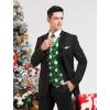 imageHISDERN Mens Suit Vest Christmas Holiday Season Party Jacquard Waistcoats Necktie Pocket Square Vest Suit SetGreen Santa