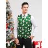 imageHISDERN Mens Suit Vest Christmas Holiday Season Party Jacquard Waistcoats Necktie Pocket Square Vest Suit SetGreen Santa