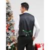 imageHISDERN Mens Suit Vest Christmas Holiday Season Party Jacquard Waistcoats Necktie Pocket Square Vest Suit SetGreen Santa