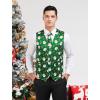 imageHISDERN Mens Suit Vest Christmas Holiday Season Party Jacquard Waistcoats Necktie Pocket Square Vest Suit SetGreen Santa