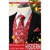 imageHISDERN Mens Suit Vest Christmas Holiday Season Party Jacquard Waistcoats Necktie Pocket Square Vest Suit SetRed Snowman Tree