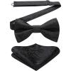 imageHISDERN Bow Ties for Men Paisley Floral Pretied Bowtie Pocket Square Set Mens Formal Bow Ties Wedding PartyDblack3