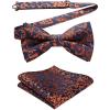 imageHISDERN Bow Ties for Men Paisley Floral Pretied Bowtie Pocket Square Set Mens Formal Bow Ties Wedding PartyDorange 3