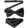 imageHISDERN Bow Ties for Men Paisley Floral Pretied Bowtie Pocket Square Set Mens Formal Bow Ties Wedding PartyZblack1