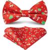 imageHISDERN Christmas Mens Bow Ties Set Holiday Festival Bow Tie and Pocket Square Set with Gift Box Bow Ties for Men Pretied17red