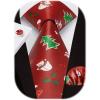 imageHISDERN Christmas Ties for Men Festival Xmas Silk Necktie Holiday Vocation Funny Tie Pocket Square Cufflinks SetRed Snowman Tree
