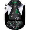 imageHISDERN Christmas Ties for Men Holiday Tie and Pocket Square Cufflinks Festival Party Xmas Funny Silk Woven NecktieAchristmas Tree