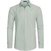 imageHISDERN Mens Dress Shirt Formal Long Sleeve Pleated Button Down Shirt for Men with Pocket for Prom Party WeddingGreen