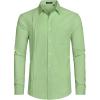imageHISDERN Mens Dress Shirt Formal Long Sleeve Pleated Button Down Shirt for Men with Pocket for Prom Party WeddingGreen1
