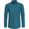 imageHISDERN Mens Dress Shirt Formal Long Sleeve Pleated Button Down Shirt for Men with Pocket for Prom Party WeddingOcean Blue