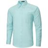 imageHISDERN Mens Dress Shirts Long Sleeve Wrinkle Free Formal Shirt Solid Stripe Business Casual Button Down ShirtsAqua Blue