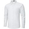 imageHISDERN Mens Dress Shirts Long Sleeve Wrinkle Free Formal Shirt Solid Stripe Business Casual Button Down ShirtsWhite