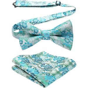 imageHISDERN Bow Ties for Men Paisley Floral Pretied Bowtie Pocket Square Set Mens Formal Bow Ties Wedding PartyEzauqa1