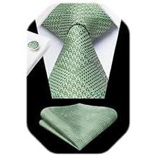 imageHISDERN Mens Tie Set Classic Woven Ties and Pocket Square Cufflinks Set Formal Business Wedding Neckties HandkerchiefBsage Green